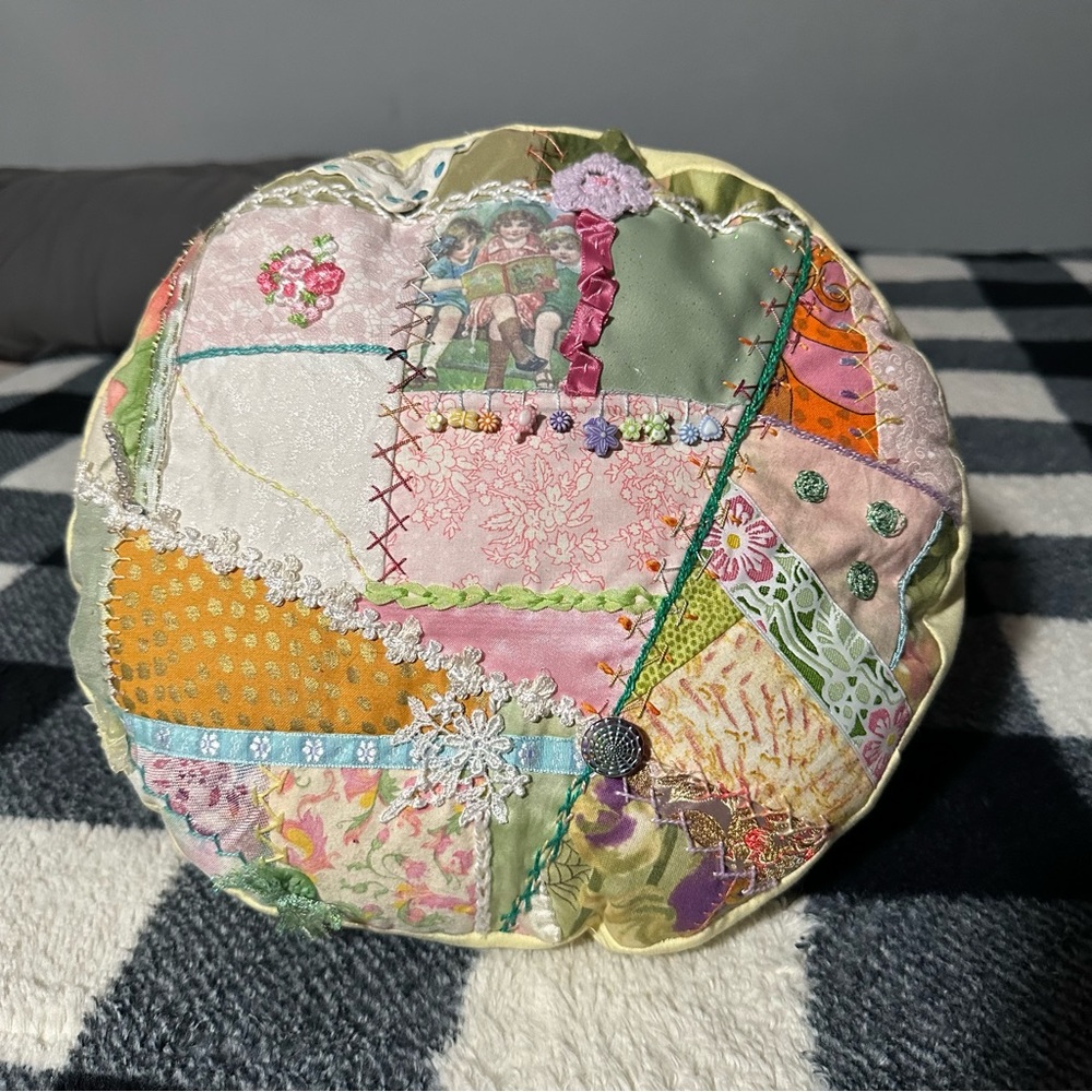 Two 70’s Vintage Hand Stitched Quilted Accent Pillows